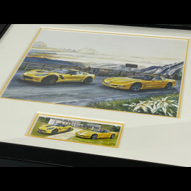 Chevrolet Frame Corvette C7 Z06 / Corvette C5 Black Wooden Frame with Sketch 25 x 30 cm - Uli Ehret