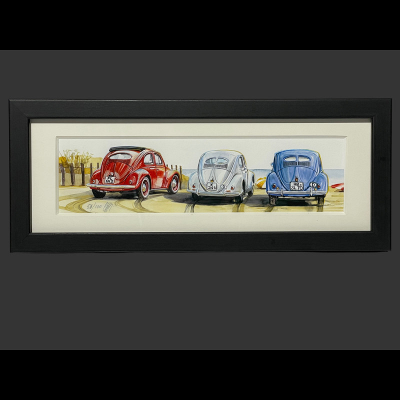 Trio Volkswagen Rahmen Beetle Die Einfachen Dinge Schwarzer Holzrahmen 38 x 15 cm - Uli Ehret