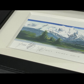 Porsche Rahmen 911 Carrera Typ 997 Alpen Schwarzer Holzrahmen 38 x 15 cm - Uli Ehret