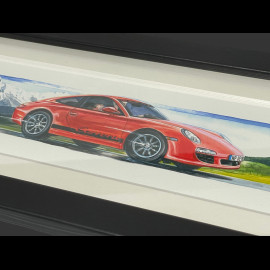 Porsche Frame 911 Carrera Type 997 Alps Black Wooden Frame 38 x 15 cm - Uli Ehret