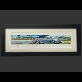 Porsche Rahmen 911 Turbo Cabriolet Typ 997 Schwarzer Holzrahmen 38 x 15 cm - Uli Ehret
