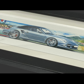 Porsche Rahmen 911 Turbo Cabriolet Typ 997 Schwarzer Holzrahmen 38 x 15 cm - Uli Ehret