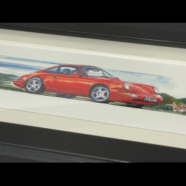 Porsche Rahmen 911 Typ 964 1988 Mannheim Schwarzer Holzrahmen 38 x 15 cm - Uli Ehret