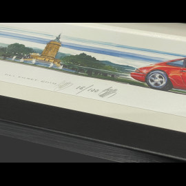 Porsche Rahmen 911 Typ 964 1988 Mannheim Schwarzer Holzrahmen 38 x 15 cm - Uli Ehret