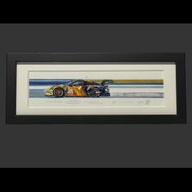 Porsche Rahmen 911 RSR GTE AM Typ 991 n° 56 24H Le Mans 2019 Schwarzer Holzrahmen 38 x 15 cm - Uli Ehret