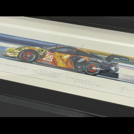 Porsche Frame 911 RSR GTE AM Type 991 n° 56 24H Le Mans 2019 Black Wooden Frame 38 x 15 cm - Uli Ehret