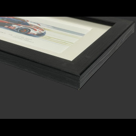 Porsche Rahmen 963 n° 75 24h Le Mans 2023 Schwarzer Holzrahmen 38 x 15 cm - Uli Ehret