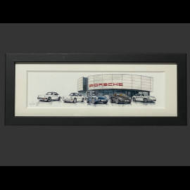 Porsche Rahmen 911 SC / 911 Typ 964 / 911 Targa / 911 Typ 996 / 911 Typ 997 Schwarzer Holzrahmen 38 x 15 cm - Uli Ehret