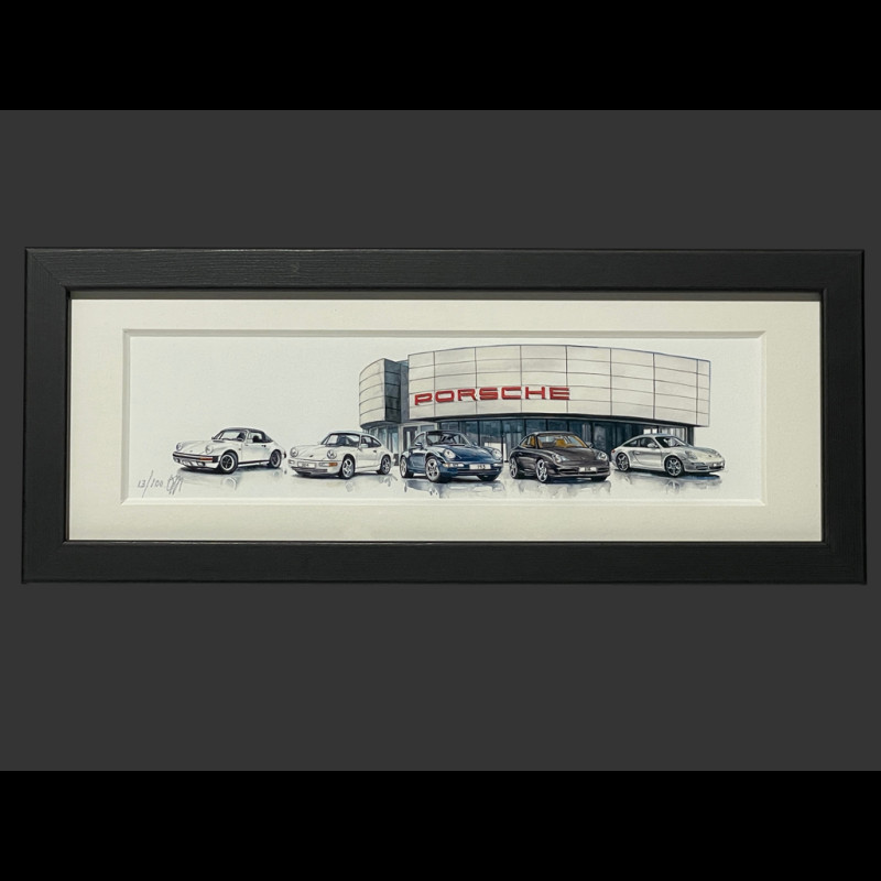 Porsche Frame 911 SC / 911 Type 964 / 911 Targa / 911 Type 996 / 911 Type 997 Black Wooden Frame 38 x 15 cm cm - Uli Ehret