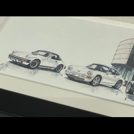 Porsche Frame 911 SC / 911 Type 964 / 911 Targa / 911 Type 996 / 911 Type 997 Black Wooden Frame 38 x 15 cm cm - Uli Ehret