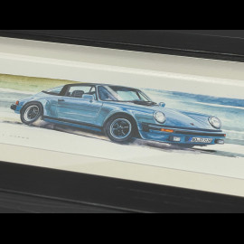 Porsche Frame 911 Targa 1985 Black Wooden Frame 38 x 15 cm - Uli Ehret