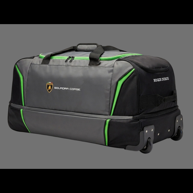 Lamborghini Trolley Squadra Corse Travel Bag Black / Grey / Green LC322104