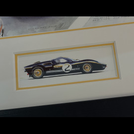 Ford Frame GT40 Mk.II No. 2 "Moment of Truth" 24h Le Mans 1966 Black Wooden Frame with Sketch 25 x 30 cm - Uli Ehret
