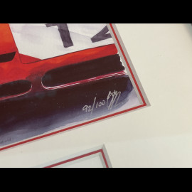 Porsche Frame 917 LH n° 12 24h Le Mans 1969 Black Wooden Frame with Sketch 25 x 30 cm - Uli Ehret
