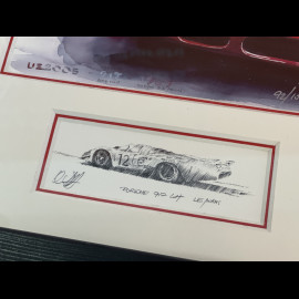 Porsche Frame 917 LH n° 12 24h Le Mans 1969 Black Wooden Frame with Sketch 25 x 30 cm - Uli Ehret