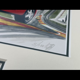 Porsche Frame 911 Coupe Type 993 1998 Spa Francorchamps Black Wooden Frame with Sketch 25 x 30 cm - Uli Ehret