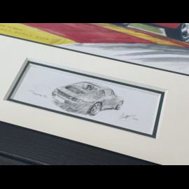 Porsche Frame 911 Coupe Type 993 1998 Spa Francorchamps Black Wooden Frame with Sketch 25 x 30 cm - Uli Ehret