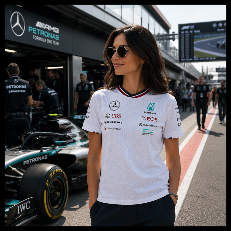 Mercedes T-Shirt Günstige AMG Petronas F1 Team Tommy Hilfiger Weiß 701227951-001- damen