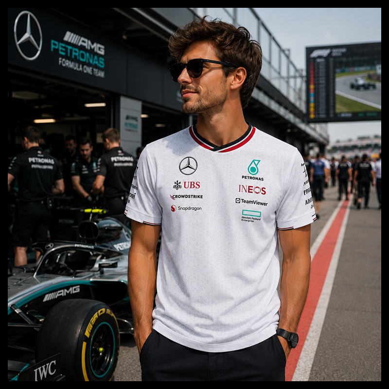 Mercedes T-Shirt Günstige AMG Petronas F1 Team Tommy Hilfiger Weiß 701227950-001- herren
