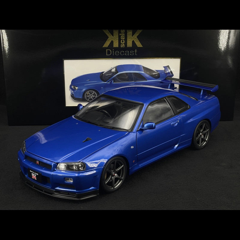 Nissan Skyline GT-R R34 V-Spec II 2001 Metallic Blau 1/12 KK Scale KKDC120211-1