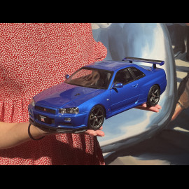 Nissan Skyline GT-R R34 V-Spec II 2001 Metallic Blau 1/12 KK Scale KKDC120211-1