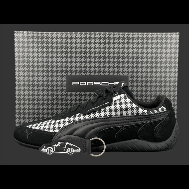 Porsche Schuhe 911 Pepita Speedcat Puma Leagacy + Schlüsselanhänger Schwarz / Weiß 309389-01 - unisex