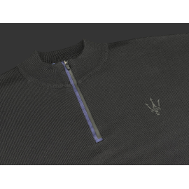 Maserati Poloshirt Langarm Hergestellt in Italien Schwarz - Herren