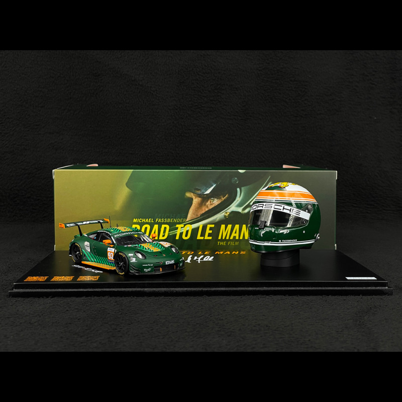 Set Porsche 911 RSR Typ 991.2 n° 93 European Le Mans Series 2020 mit Michael Fassbenders Helm 1/43 Spark WAP0202200TRSR