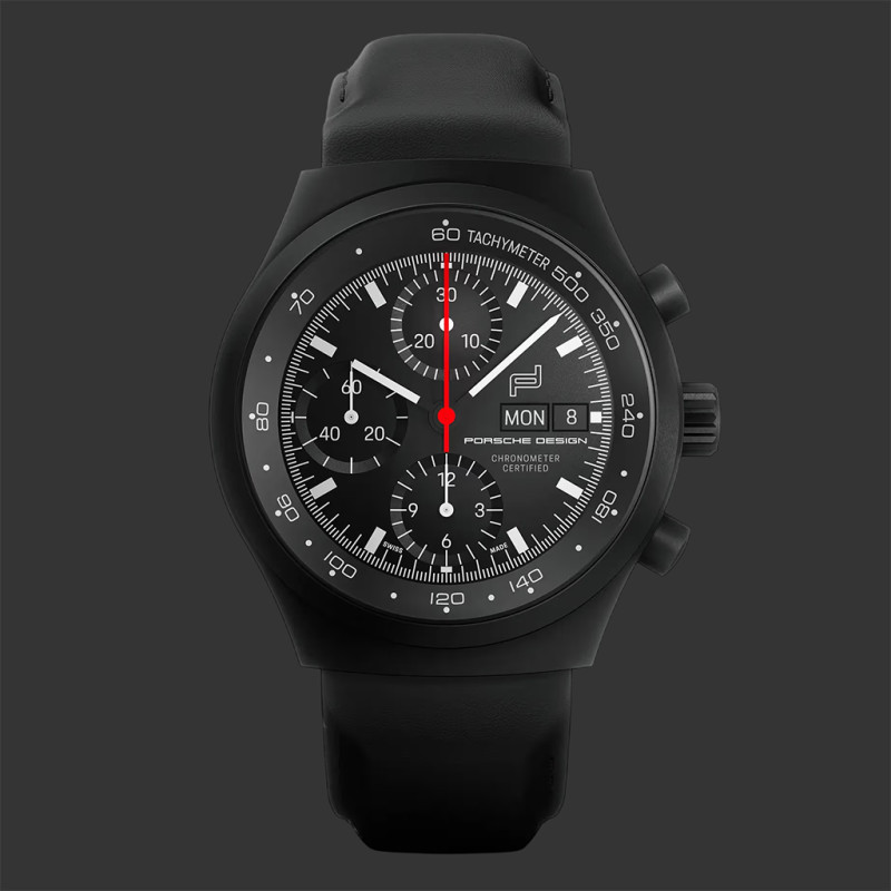 Porsche Design Uhr Chronograph 1 All Black Numbered Edition Lederarmband WAP07105226LBS