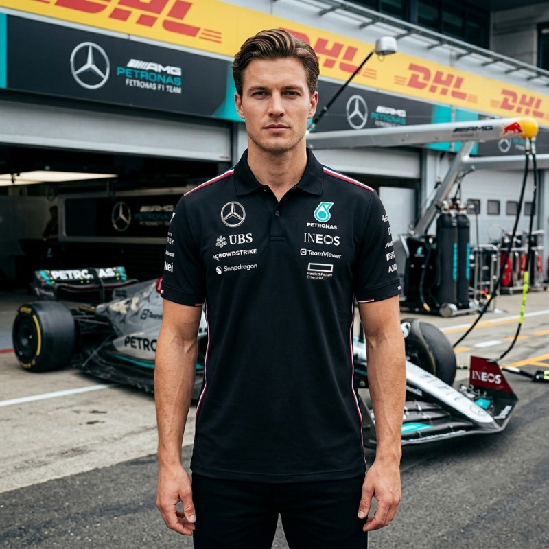 Mercedes Polo-Shirt Günstige AMG Petronas F1 Team Tommy Hilfiger Schwarz 701227948-002 - unisex
