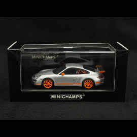 Porsche 911 type 997 GT3 RS 3.6 2007 mk I Silver grey / Orange 1/43 Minichamps 400066000