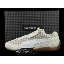 Porsche Shoes 911 Pepita Speedcat Puma Leagacy with Keyring Beige / White 309389-02 - unisex