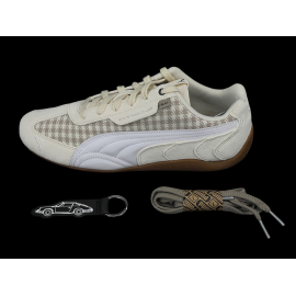 Porsche Shoes 911 Pepita Speedcat Puma Leagacy with Keyring Beige / White 309389-02 - unisex