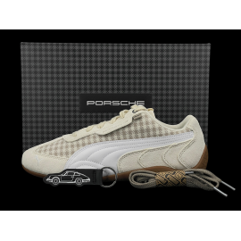 Porsche Shoes 911 Pepita Speedcat Puma Leagacy with Keyring Beige / White 309389-02 - unisex