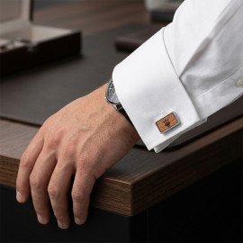 Maserati Cufflinks Trident Silver / Wood 920018059