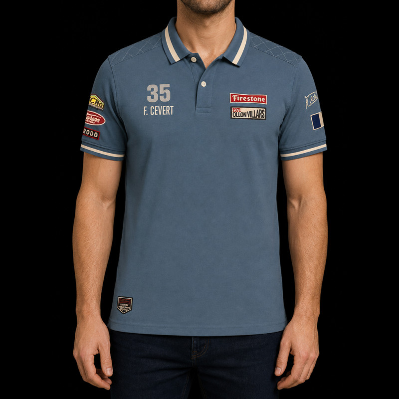François Cevert Poloshirt n° 35 Ollons Villars 1971 Blau - Herren