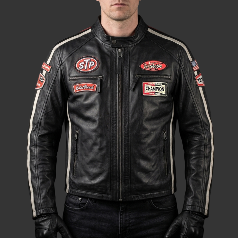 Daytona Leather Jacket Black / Red - Men