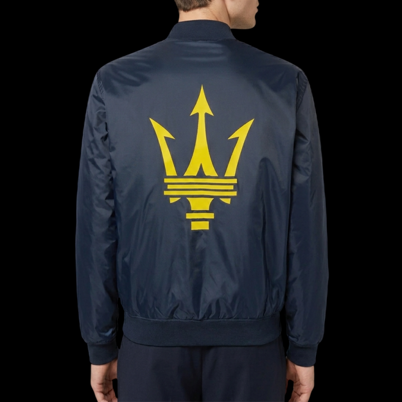 Maserati Jacket Bomber with Trident Logo Made in Italy Navy Blue - Unisex