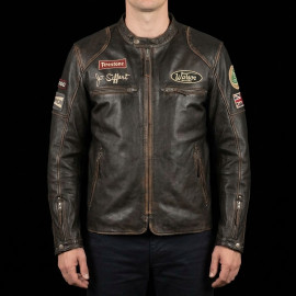 Jo Siffert Leather jacket Classic driver Warson Dark brown aged - men