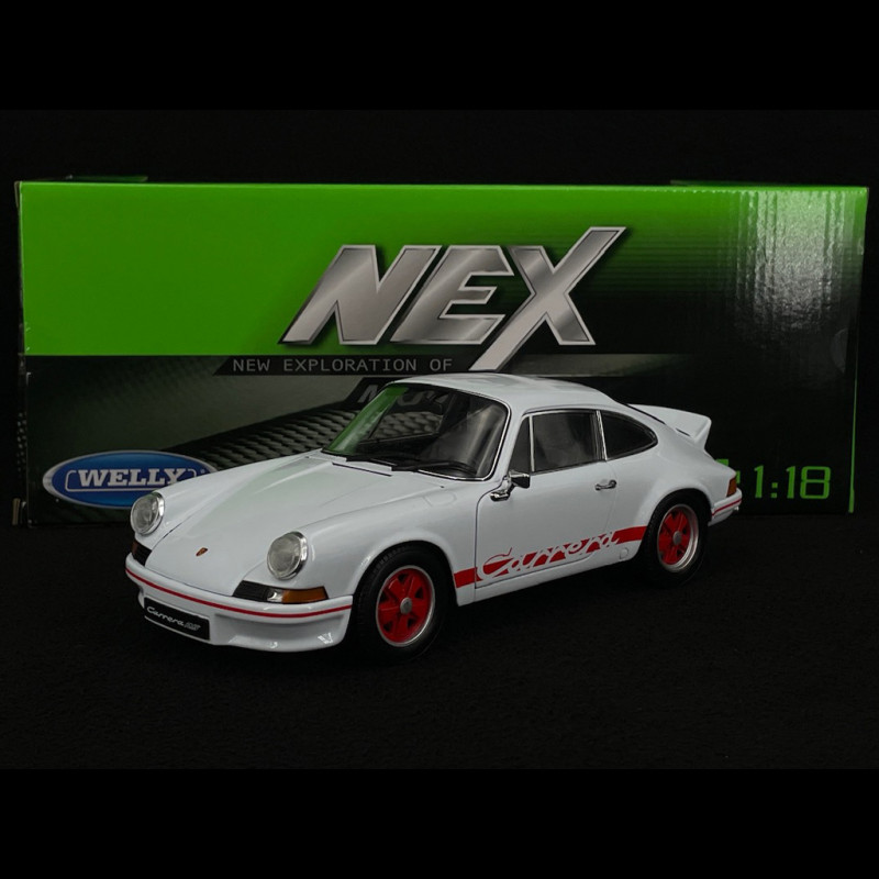 Porsche 911 Carrera RS 2.7 1973 Weiß / Rote Streifen  1/18 Welly 18044W