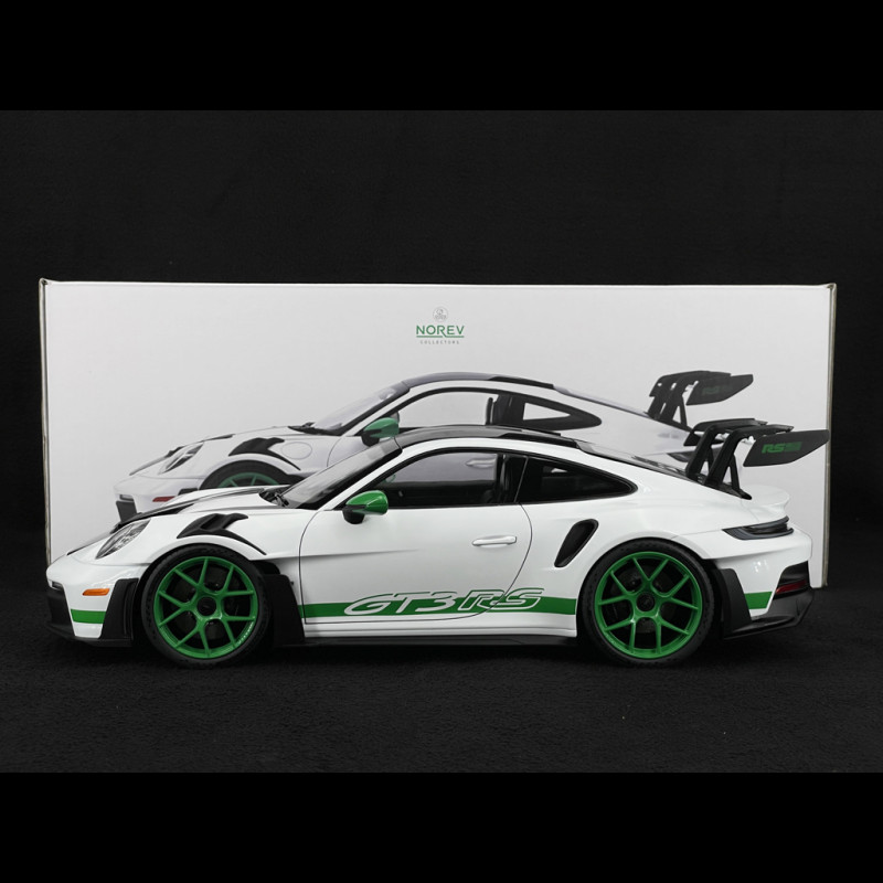 Porsche 911 GT3 RS Typ 992 2022 Tribute To 1972 Carrera RS Weissach Package Weiß / Pythongrün Streifen 1/12 Norev 127535
