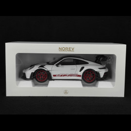 Porsche 911 GT3 RS Typ 992 2022 Weissach Package Weiß / Rote Pyro Streifen 1/18 Norev 187373
