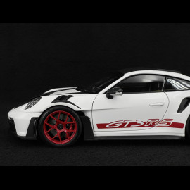 Porsche 911 GT3 RS Type 992 2022 Weissach Package White / Red Pyro Strips 1/18 Norev 187373
