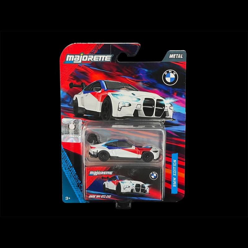 BMW M4 GT3 Evo White / Tricolor Stripe 1/64 Majorette 8502101003