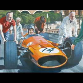 Poster Bruce McLaren GP Monaco 1966 50 x 70 cm Originalzeichnung von Benjamin Freudenthal