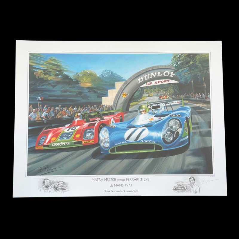 Poster Matra MS670B / Ferrari 312PB 24h Le Mans 1973 100 x 70 cm Original Artwork by Benjamin Freudenthal
