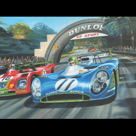 Poster Matra MS670B / Ferrari 312PB 24h Le Mans 1973 100 x 70 cm Originalkunstwerk von Benjamin Freudenthal