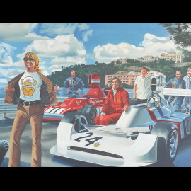 Poster Le Printemps de Lord Hesketh James Hunt Monaco GP 1974 100 x 70 cm Original Drawing by Benjamin Freudenthal