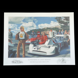 Poster Le Printemps de Lord Hesketh James Hunt Monaco GP 1974 100 x 70 cm Original Drawing by Benjamin Freudenthal