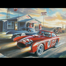 Poster Ferrari 340 Mexico Carrera Panamericana 1952 50 x 50 cm Originalzeichnung von Benjamin Freudenthal